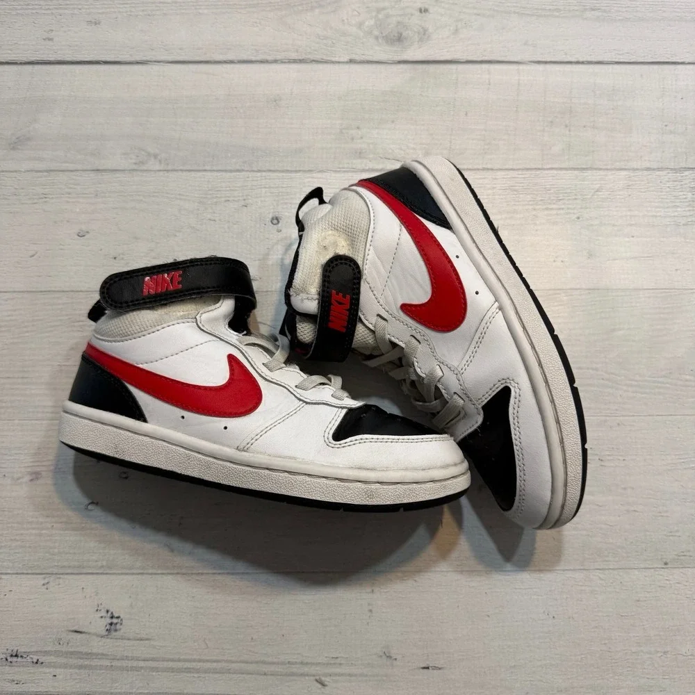 Nike Court Borough Mid 2‎ Kids' Shoes black white red little kids size 13